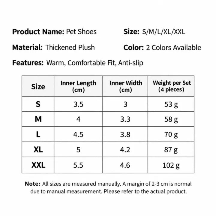Thick fleece dog shoes