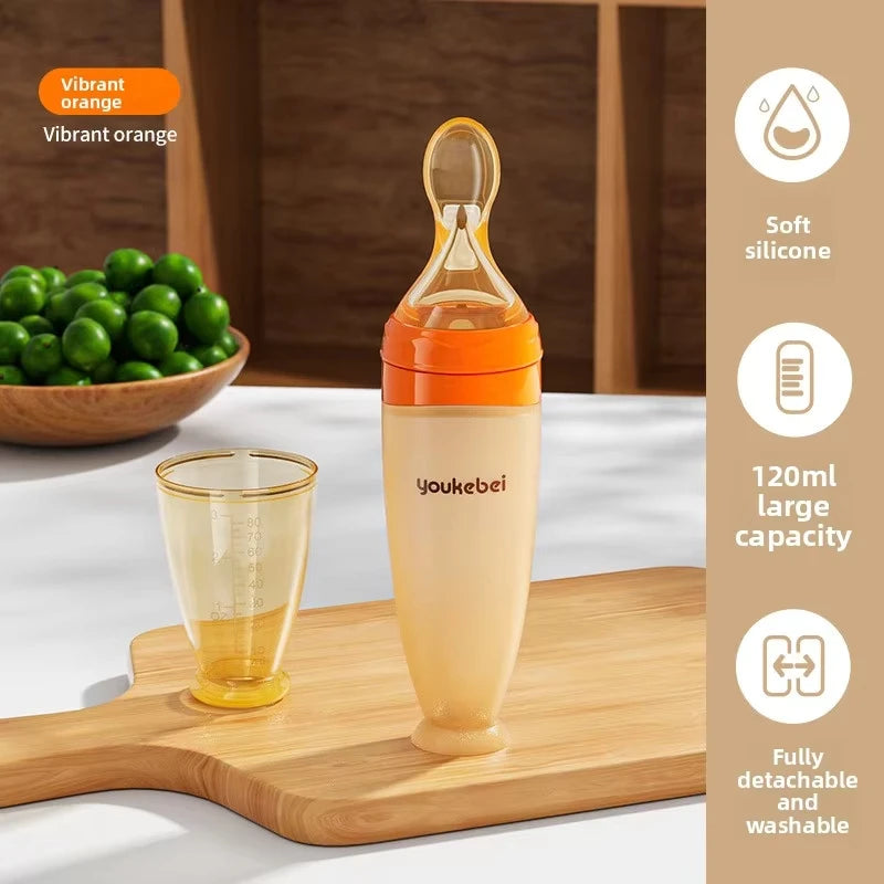Silicone Baby Squeeze Feeding Spoon Bottle Dispenser