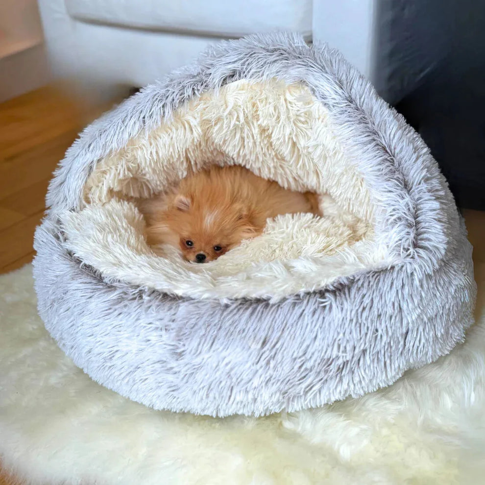 Pet calming cave bed