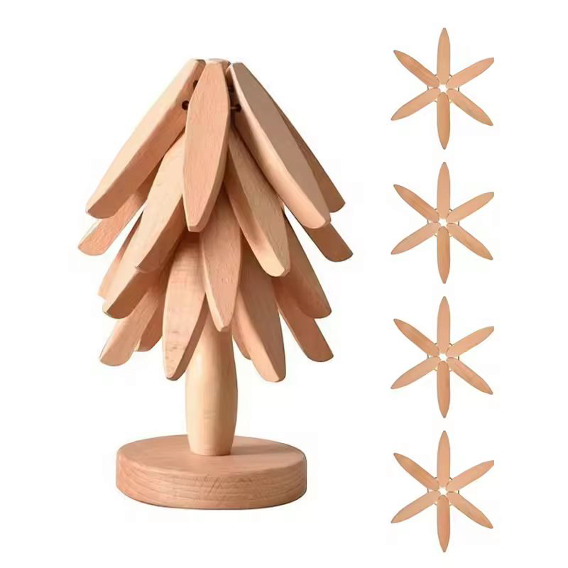 4PCS Wooden Trivets for Hot Dishes