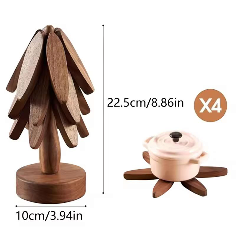 4PCS Wooden Trivets for Hot Dishes