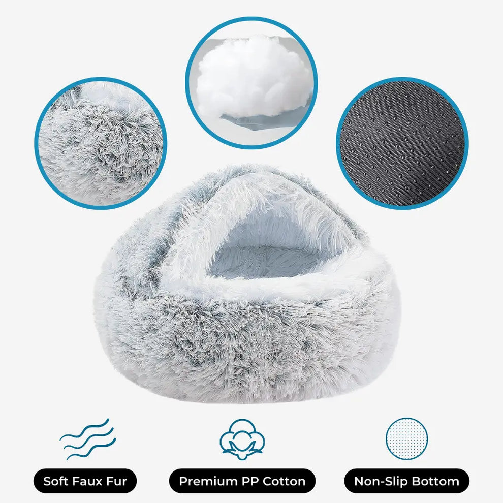 Pet calming cave bed