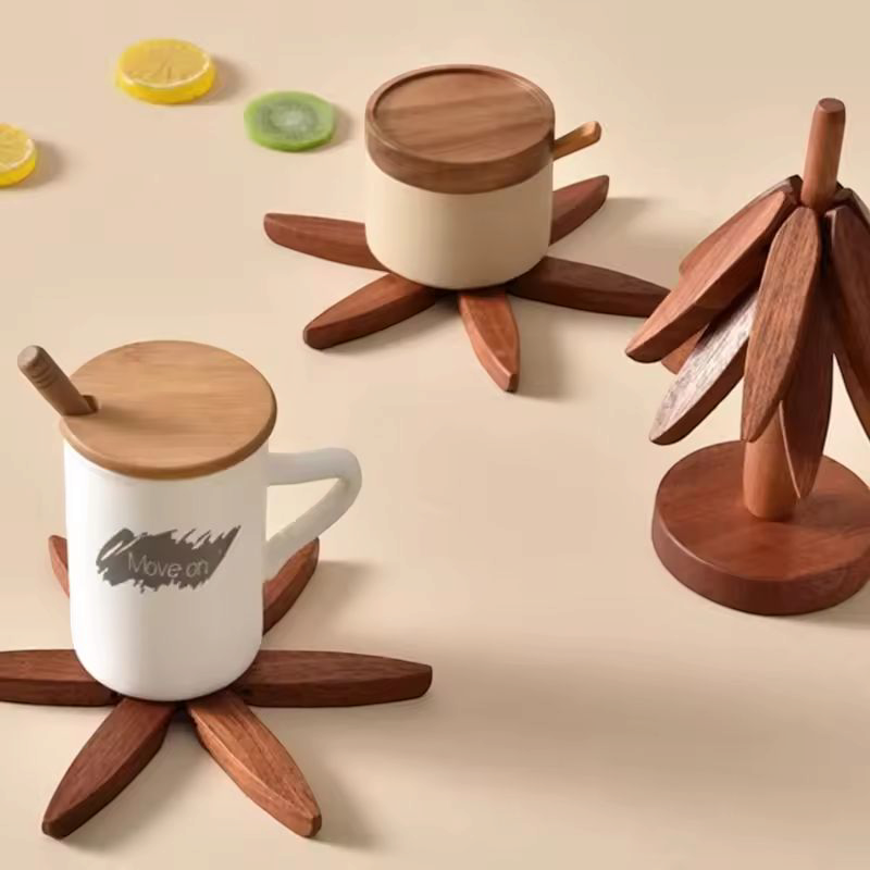 4PCS Wooden Trivets for Hot Dishes