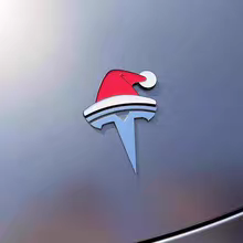 Tesla Santa hat magnetic car sticker