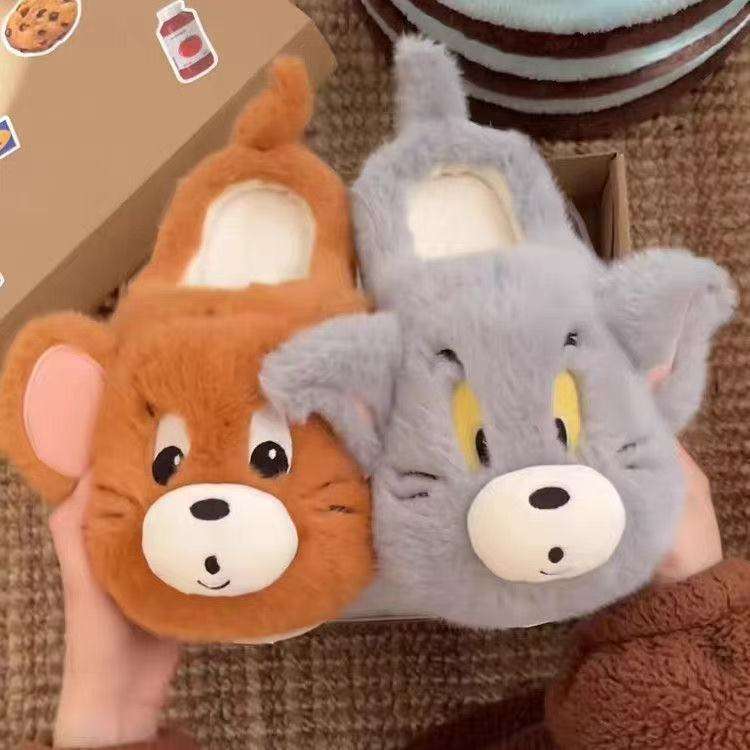 Men & Women Fuzzy Cartoon Slippers – Warm Non-Slip Cotton