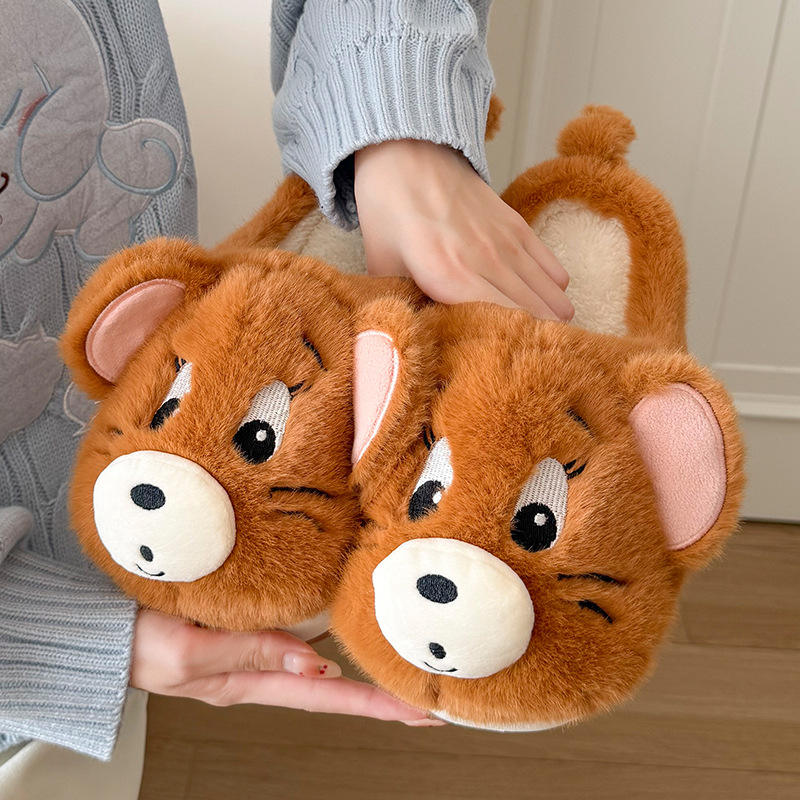 Men & Women Fuzzy Cartoon Slippers – Warm Non-Slip Cotton