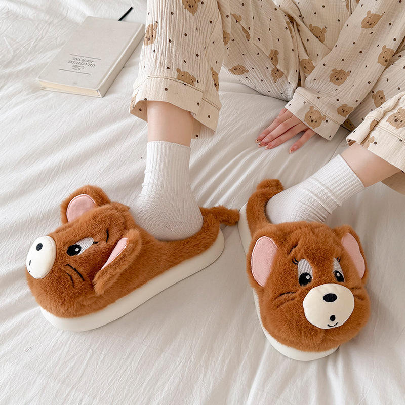 Men & Women Fuzzy Cartoon Slippers – Warm Non-Slip Cotton