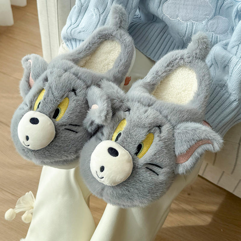Men & Women Fuzzy Cartoon Slippers – Warm Non-Slip Cotton