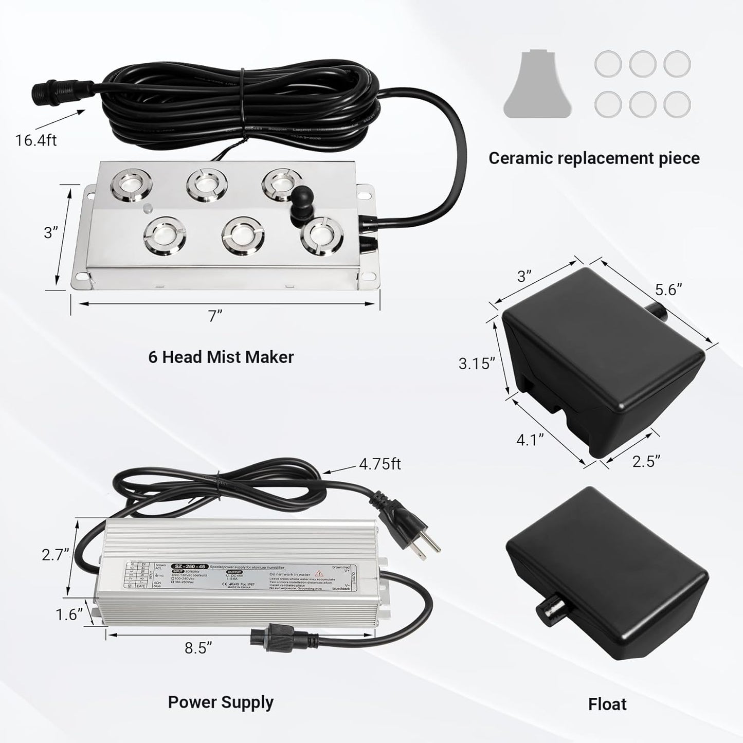 SG-12T48 Mini 12 Head Ultrasonic Mist Maker Pond Fogger Mister Machine 5kg/h