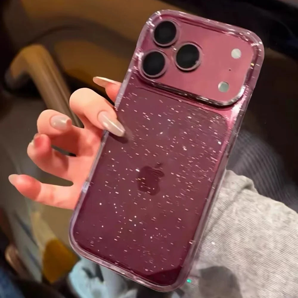 Glitter Clear Shockproof Silicone Case For iPhone