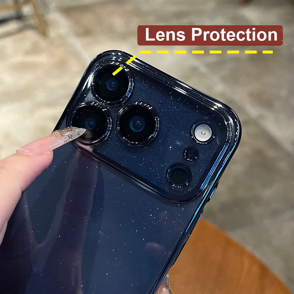 Ultra Slim Glitter Clear Phone Case With Lens Guard