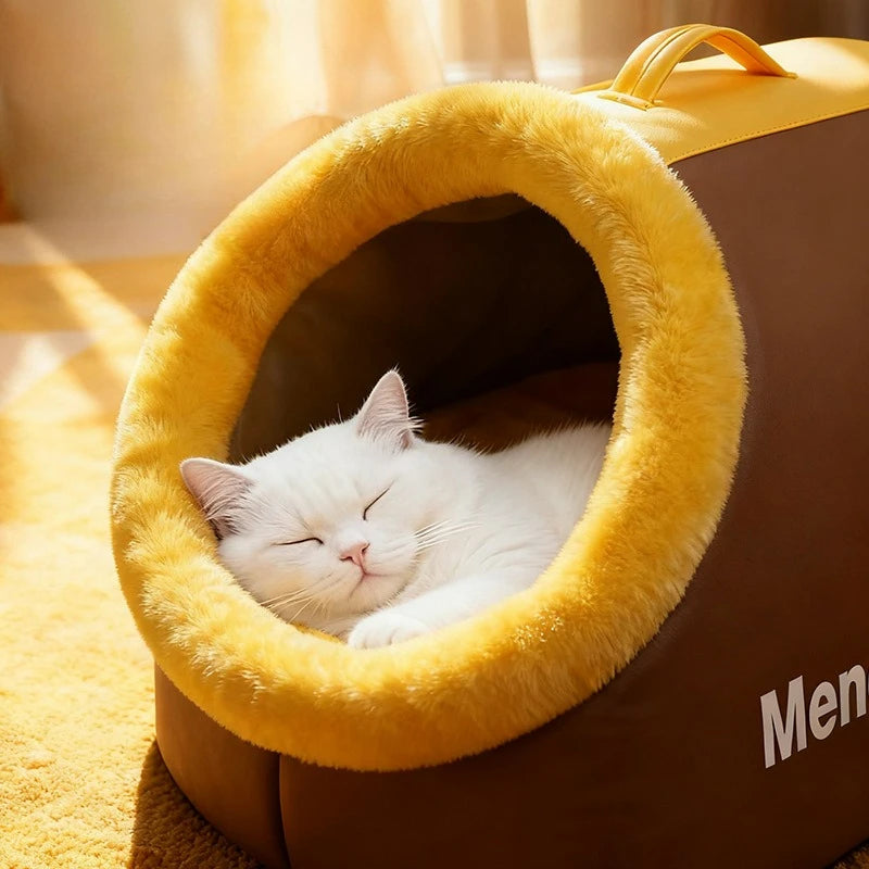 Portable Fleece-Lined Pet Bed for Small Dogs and Cats