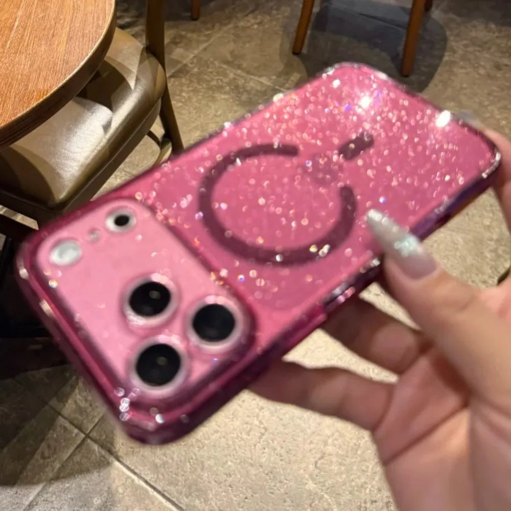 Clear Glitter Silicone MagSafe iPhone Case Shockproof