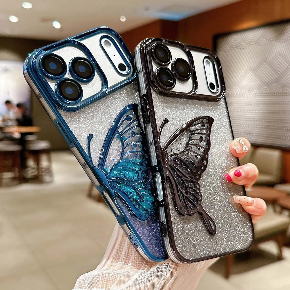 Butterfly Glitter Quicksand Case For iPhone – Shockproof