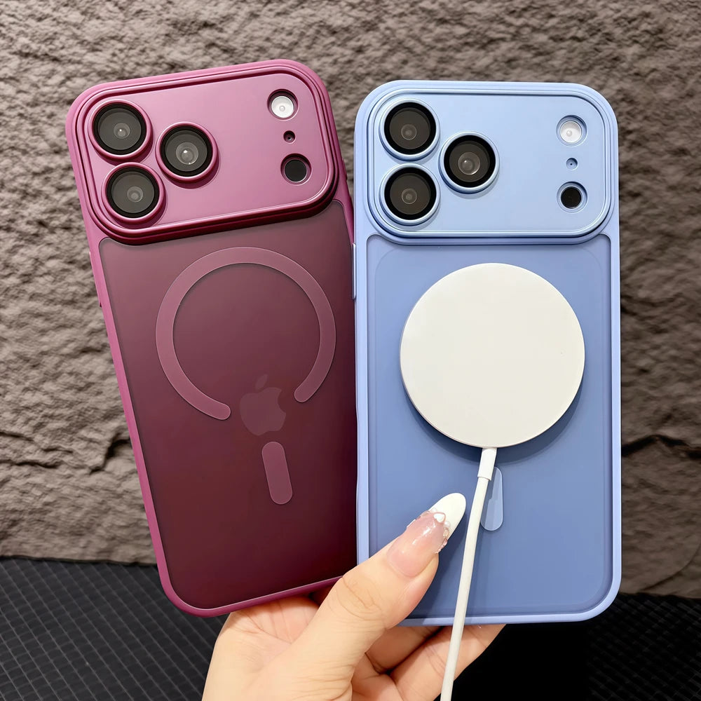 Magnetic Matte Translucent Shockproof Case For iPhone