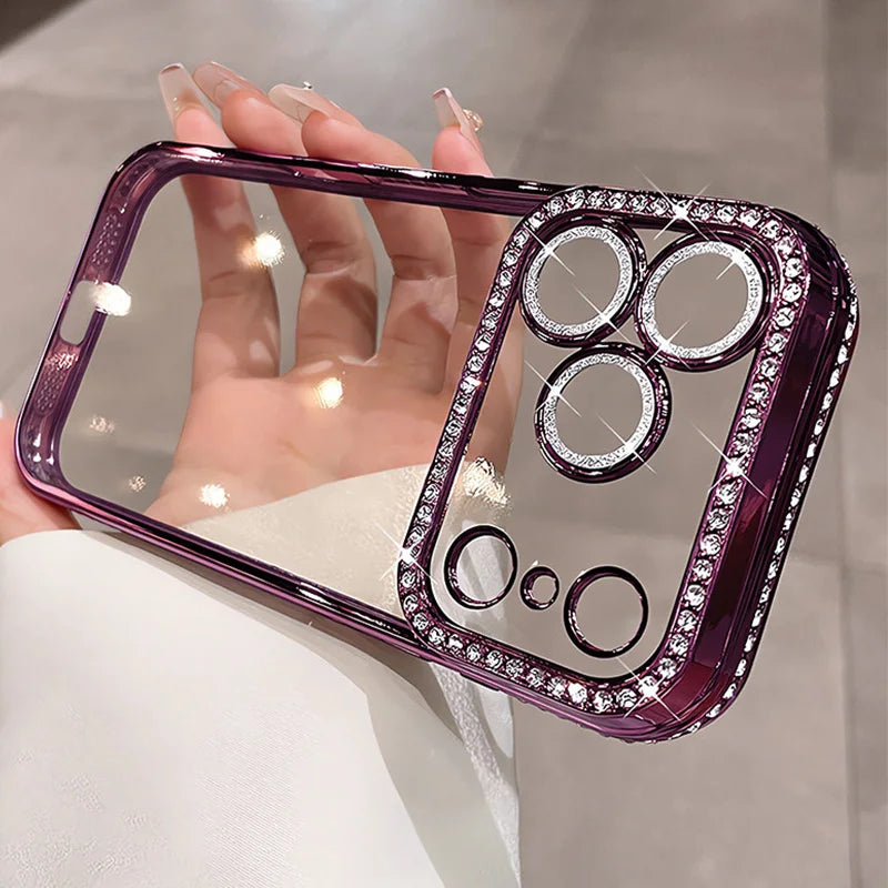 Crystal Lens Frame Bumper Phone Case For iPhone