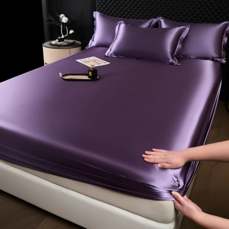 dian ya zi 7 Color Satin Fitted Sheet Mattress Cover With Deep Pocket Elastic