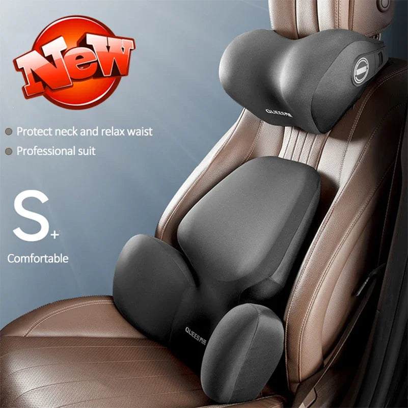 Car Lumbar Support Cushion Set – Washable Backrest & Neck