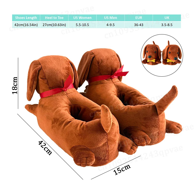 Dachshund Plush Slippers – Cute Non-Slip Indoor Shoes