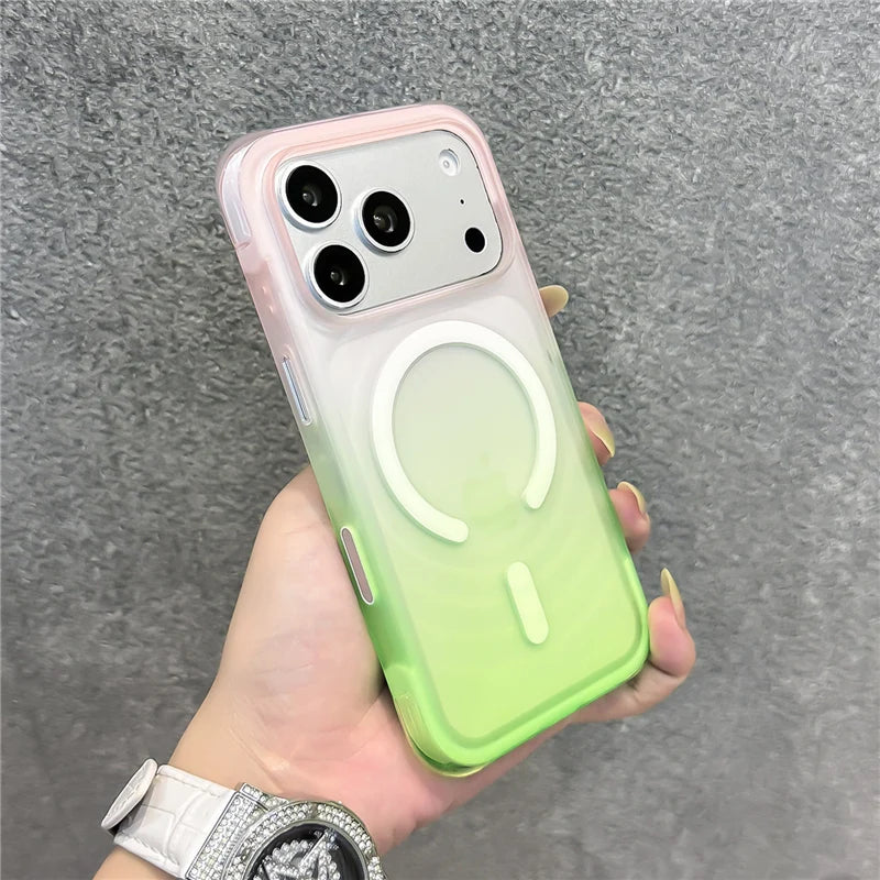 green Color Magnetic Ripple Wave iPhone Case – Shockproof Matte