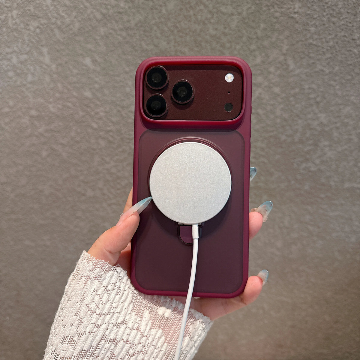 Magnetic Metal Stand Case With Glass Camera Lens For iPhone