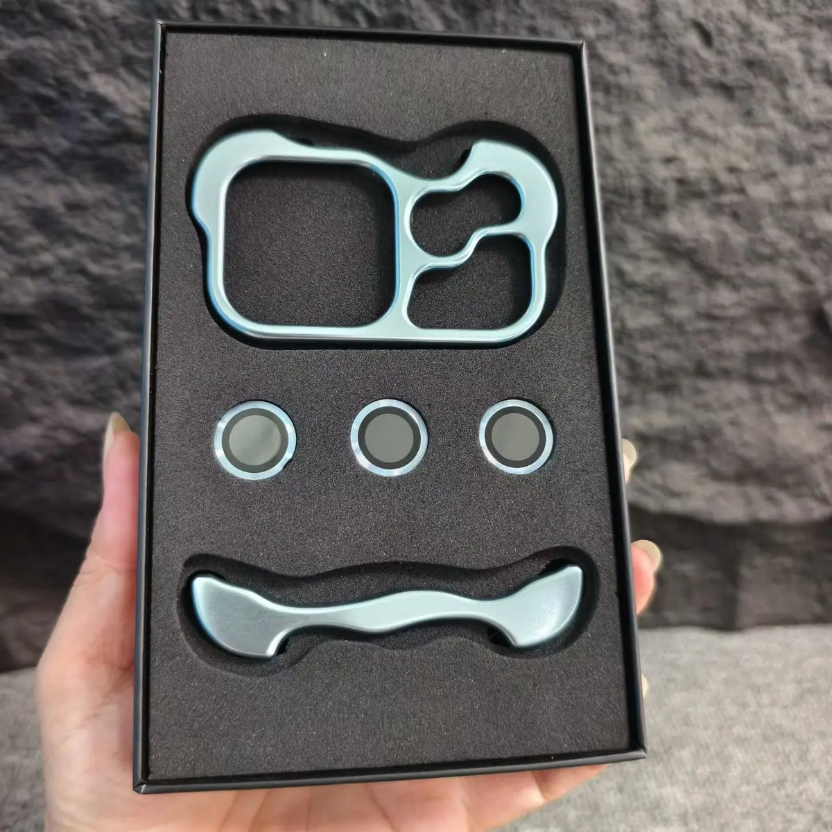 Light Blue Color Aluminum Bumper iPhone Case With Camera Lens Guard