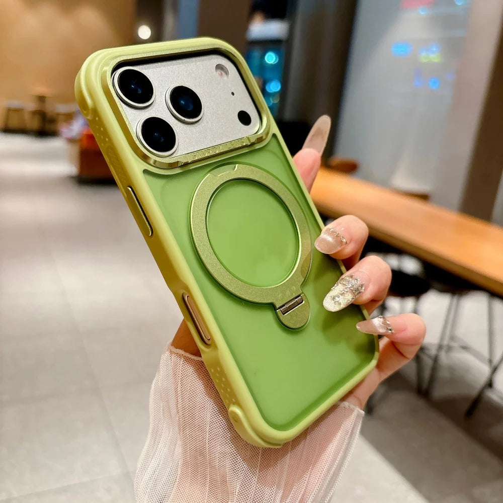 Green Color MagSafe Magnetic Ring Stand Case For iPhone – Matte Armor