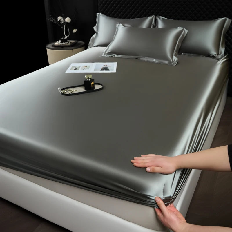 Satin Fitted Sheet Mattress Cover With Deep Pocket Elastic