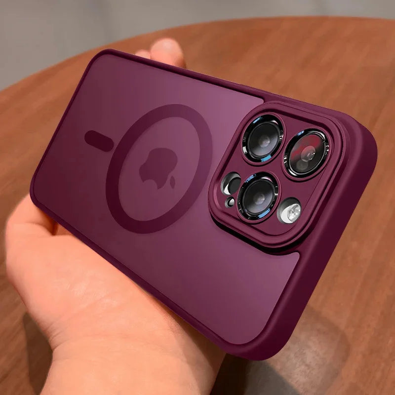 Fuchsia Color Magnetic Matte Translucent Shockproof Case For iPhone