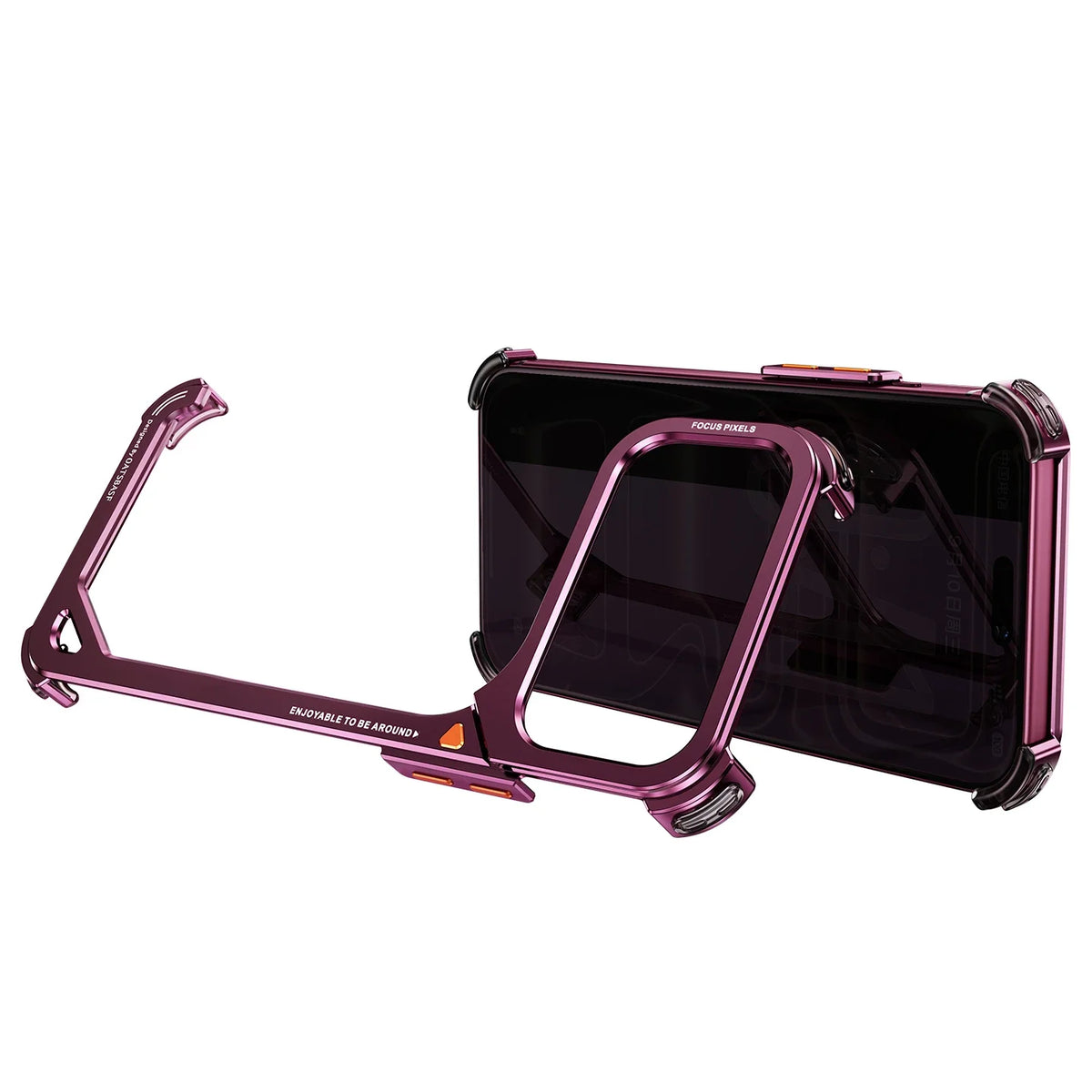 Dark Cherry Color Aluminum Shockproof Bumper Case With Camera Kickstand