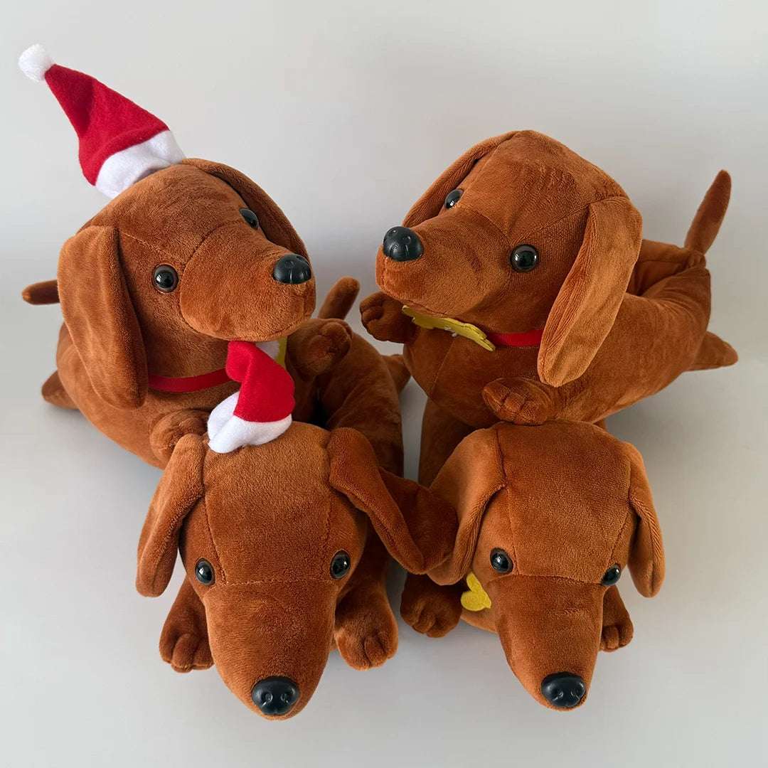Dachshund Plush Slippers – Cute Non-Slip Indoor Shoes