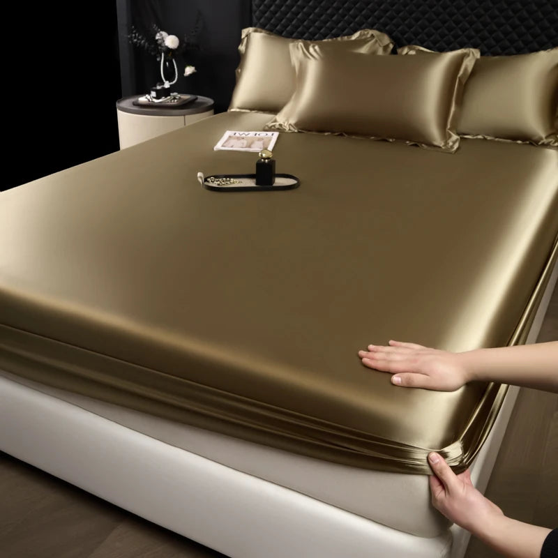 xiang bin jin 6 Color Satin Fitted Sheet Mattress Cover With Deep Pocket Elastic