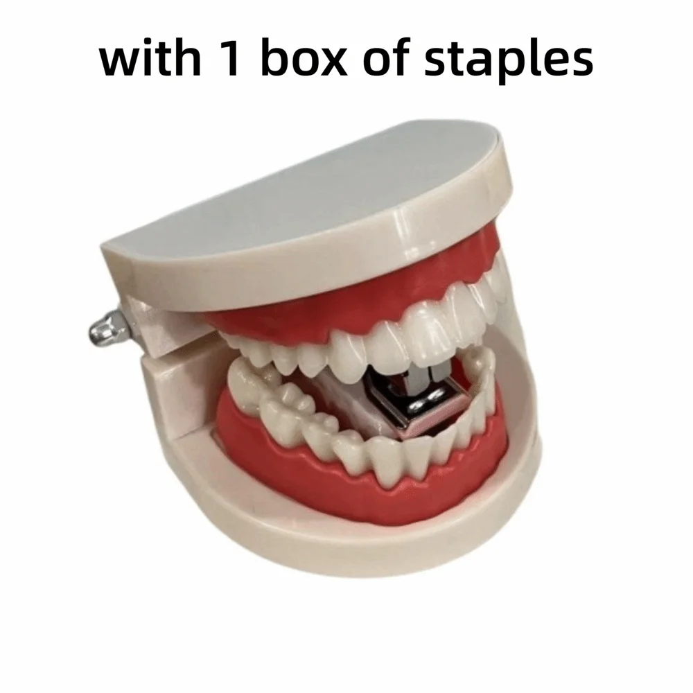 White Color Mini Denture Model Stapler – Funny Novelty Desk Prop