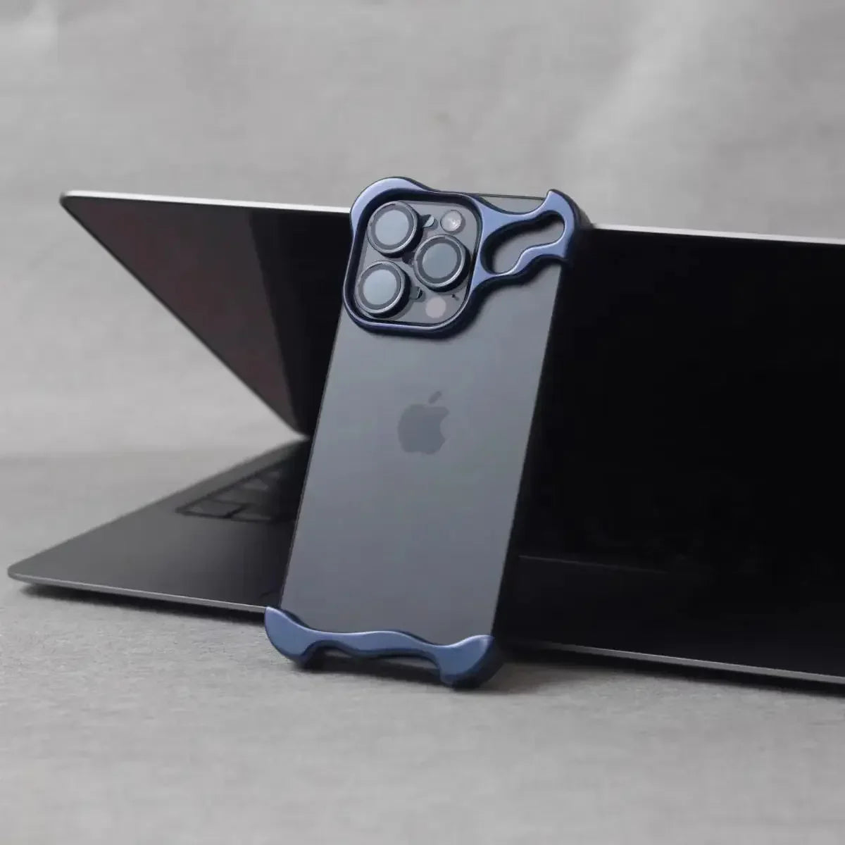 Blue Color Aluminum Bumper iPhone Case With Camera Lens Guard