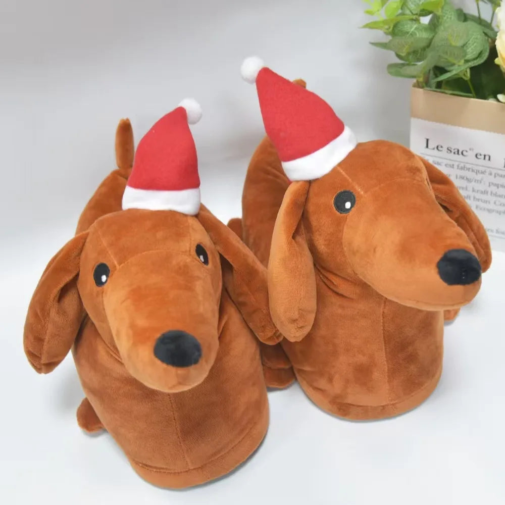 Dachshund Plush Slippers – Cute Non-Slip Indoor Shoes