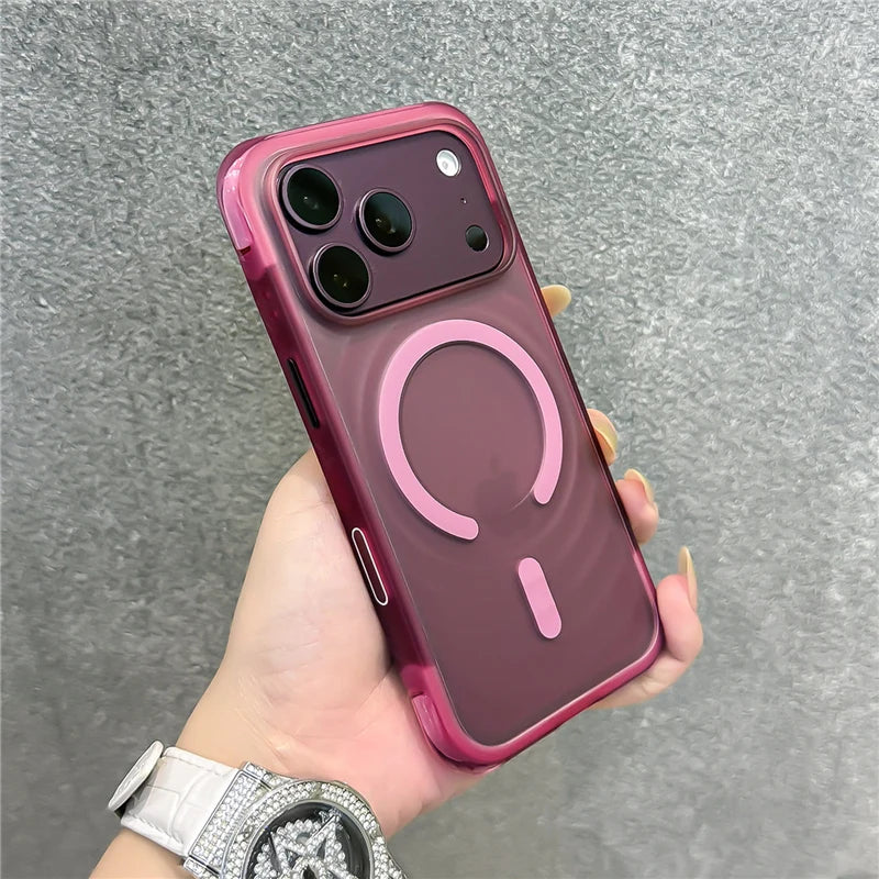Red Color Magnetic Ripple Wave iPhone Case – Shockproof Matte