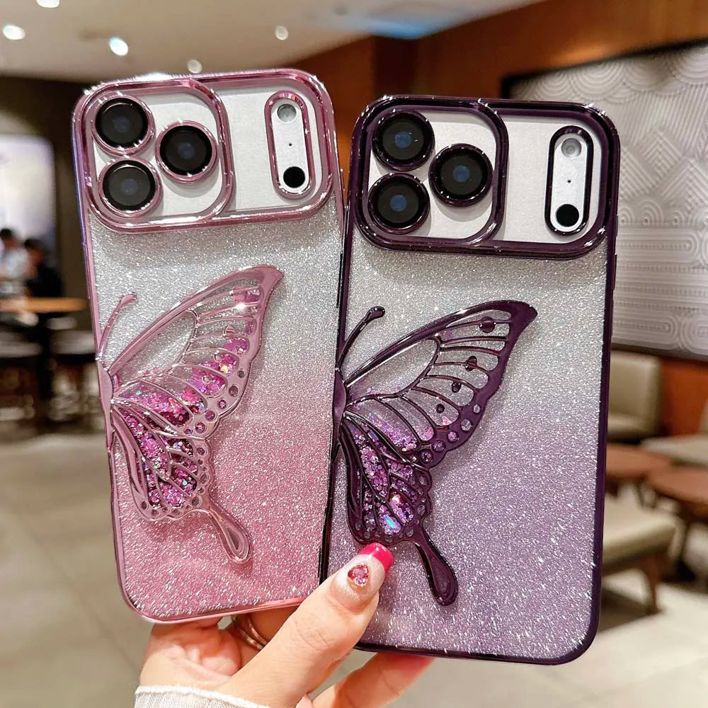 Butterfly Glitter Quicksand Case For iPhone – Shockproof