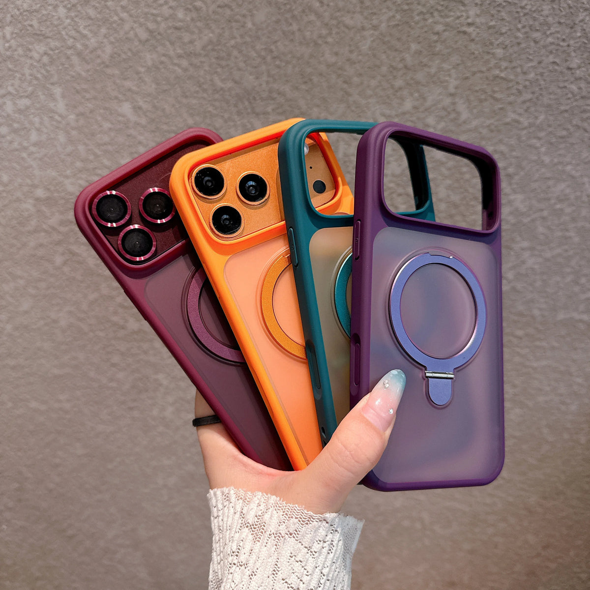 Magnetic Metal Stand Case With Glass Camera Lens For iPhone