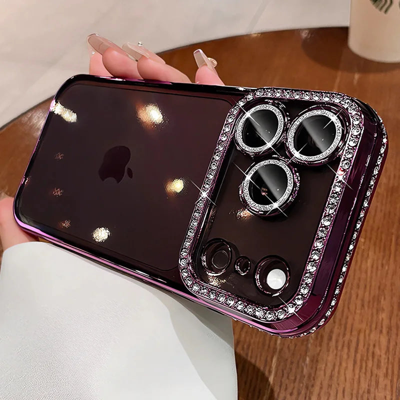 Crystal Lens Frame Bumper Phone Case For iPhone