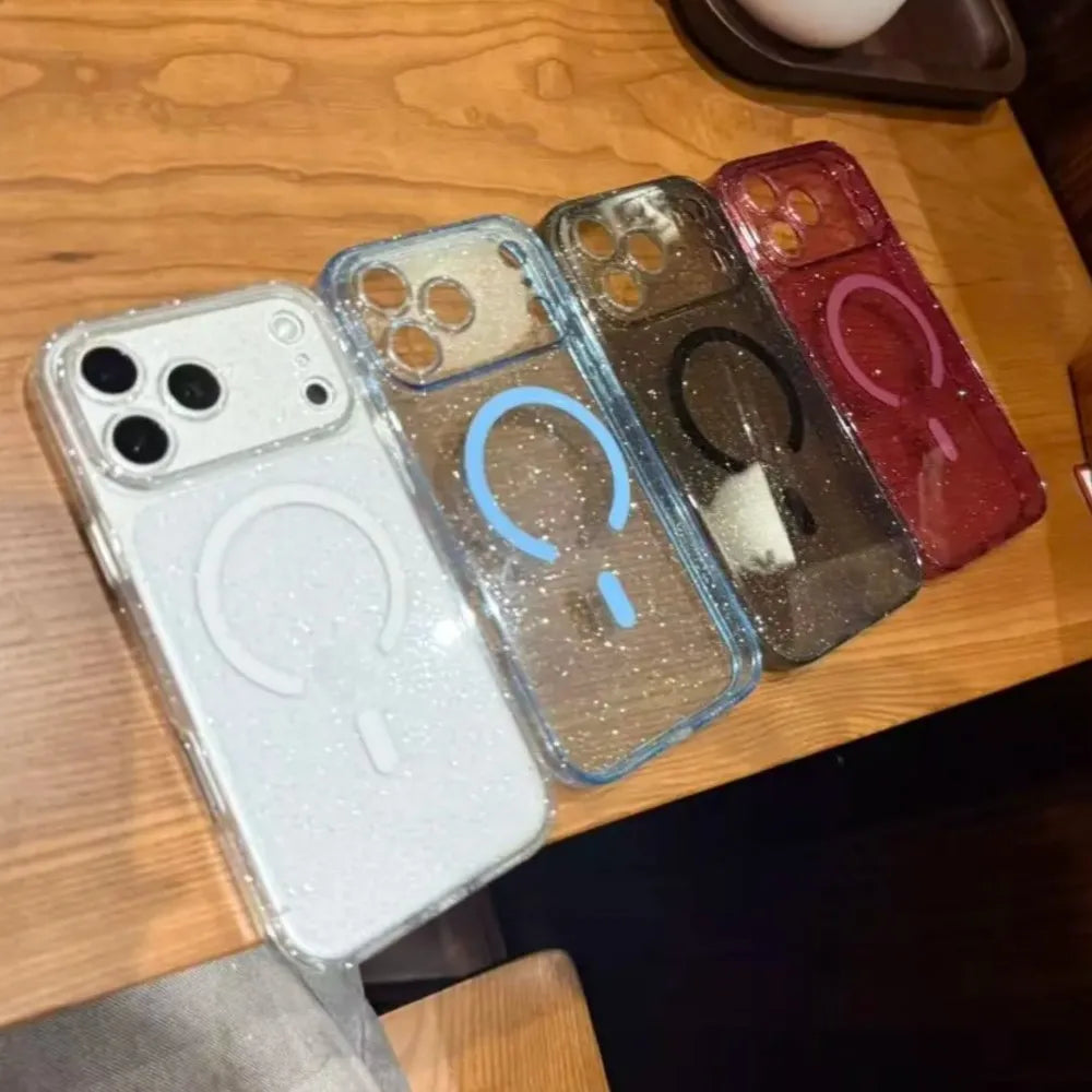 Clear Glitter Silicone MagSafe iPhone Case Shockproof