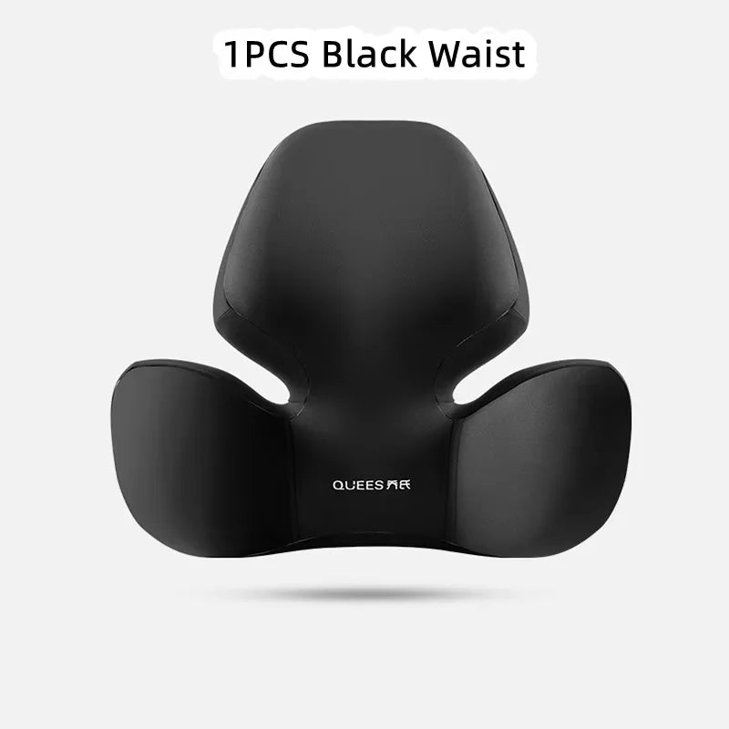Black Waist Color Car Lumbar Support Cushion Set – Washable Backrest & Neck