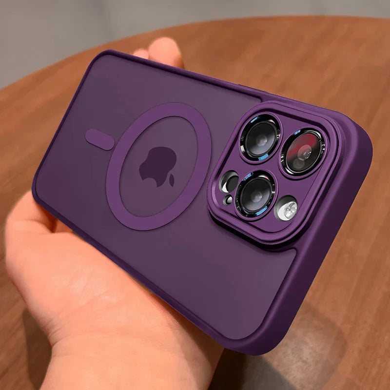 Dark purple Color Magnetic Matte Translucent Shockproof Case For iPhone