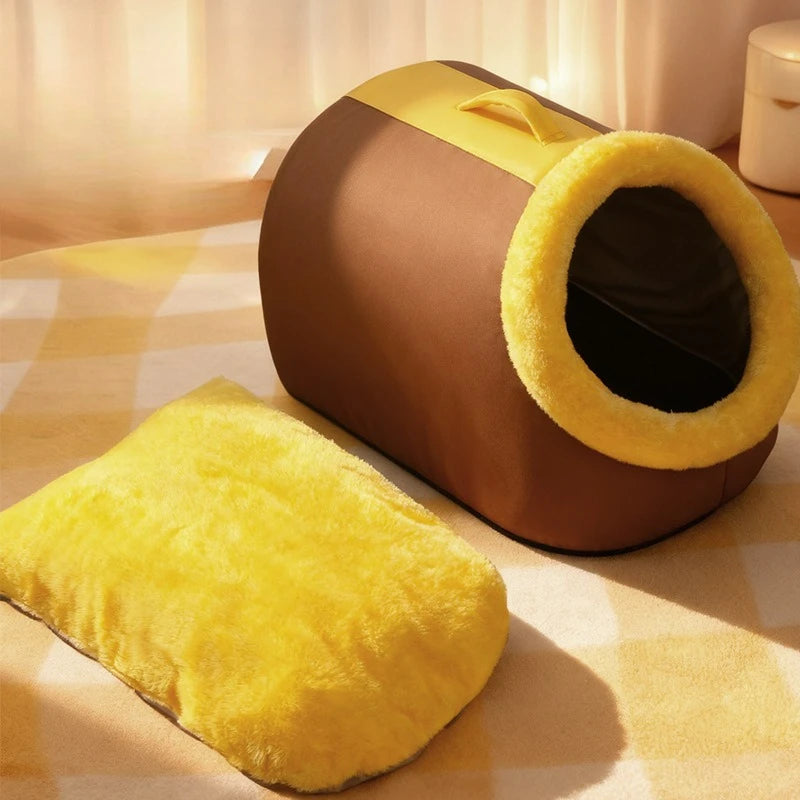 Portable Fleece-Lined Pet Bed for Small Dogs and Cats