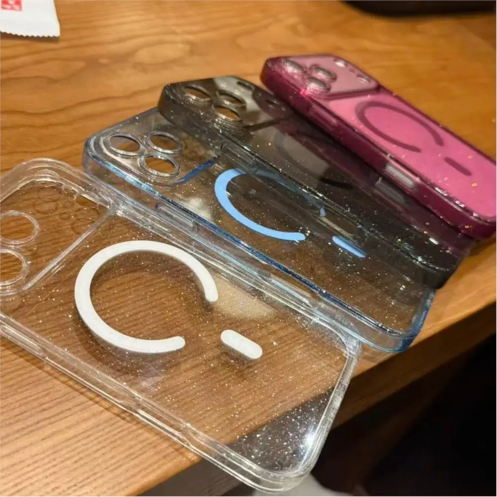 Clear Glitter Silicone MagSafe iPhone Case Shockproof