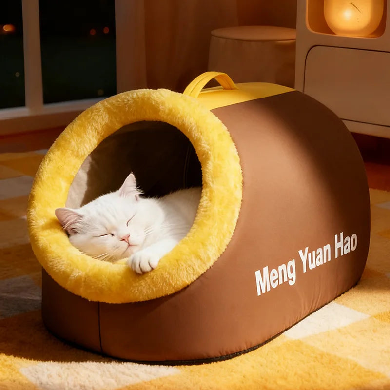 Portable Fleece-Lined Pet Bed for Small Dogs and Cats