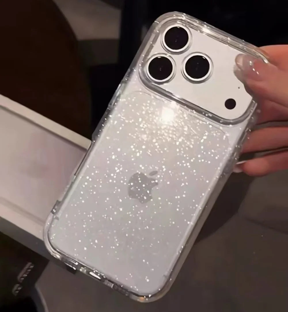 Glitter Clear Shockproof Silicone Case For iPhone