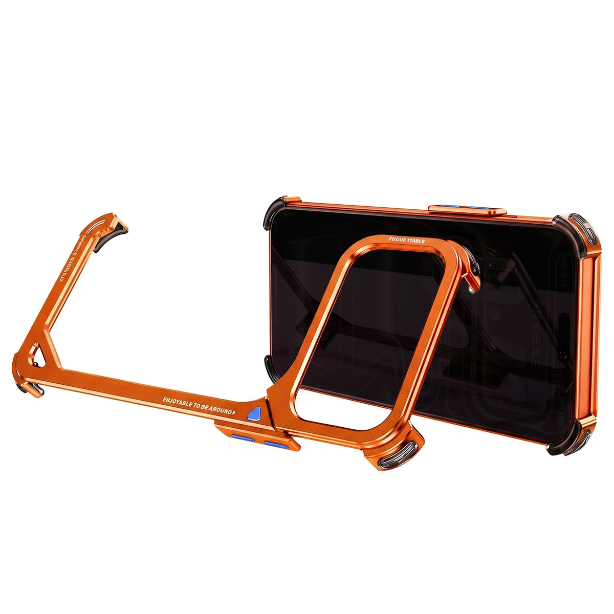 Cosmic Orange Color Aluminum Shockproof Bumper Case With Camera Kickstand