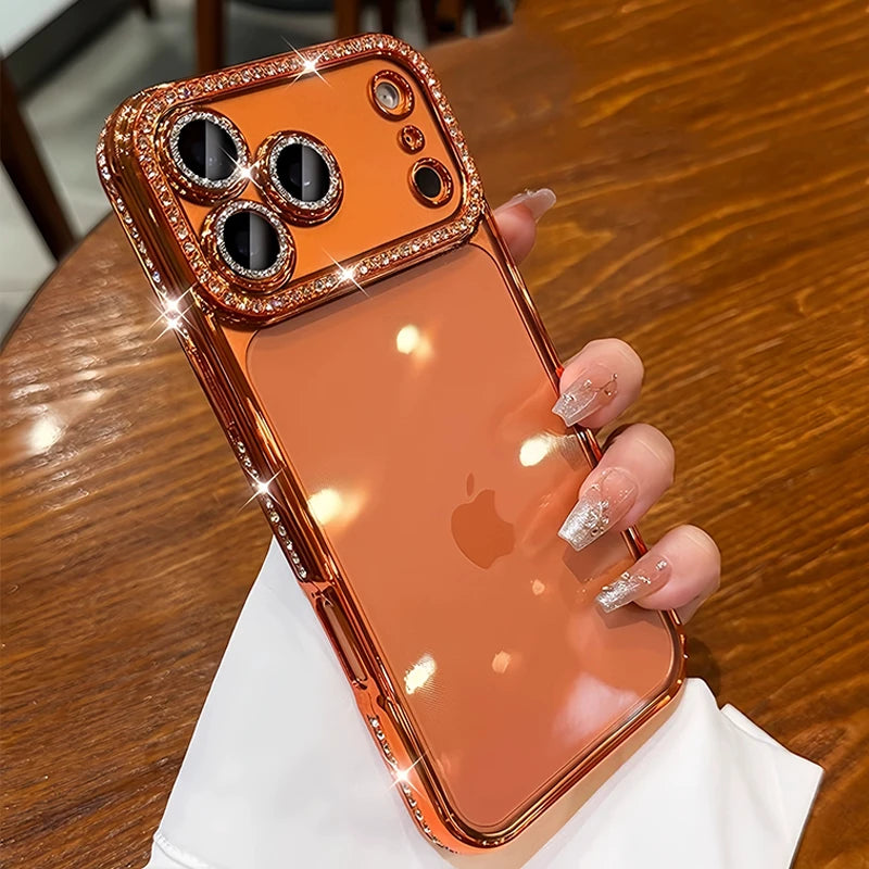 Orange Color Crystal Lens Frame Bumper Phone Case For iPhone