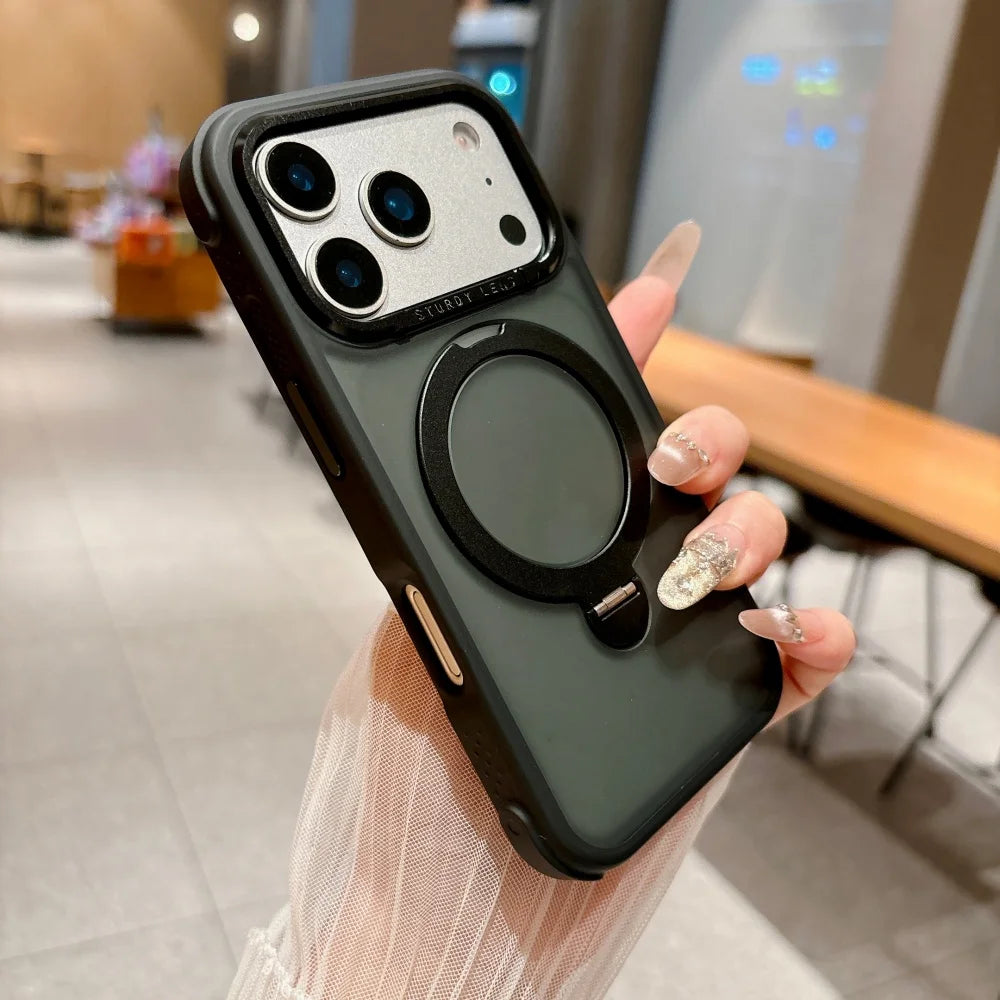 Black Color MagSafe Magnetic Ring Stand Case For iPhone – Matte Armor