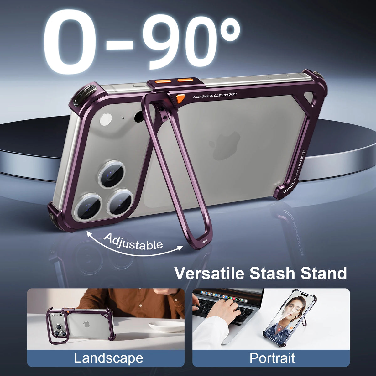 Aluminum Shockproof Bumper Case With Camera Kickstand